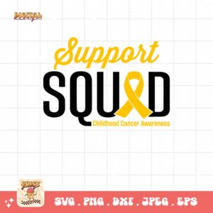 support Squad Svg, Childhood Cancer Awareness Svg Png, Pediatric Cancer Awareness Ribbon Svg Cricut Sublimation