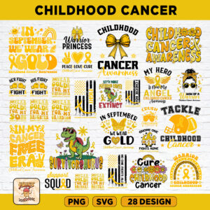 Gold Ribbon SVG Bundle: Childhood Cancer Awareness Designs