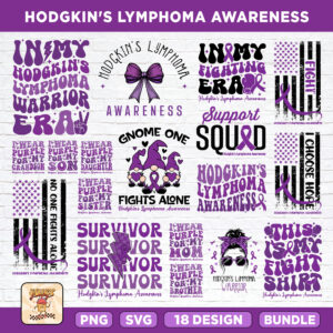 Hodgkin's Lymphoma Awareness SVG PNG Bundle: Purple Ribbon Warrior
