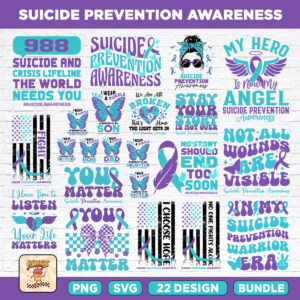 Suicide Prevention Awareness Svg Png Bundle, Mental Health
